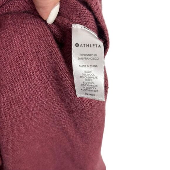 Athleta Perspective Wool & Cashmere Sweater red burgundy size S Relaxed Casual S - Picture 3 of 11